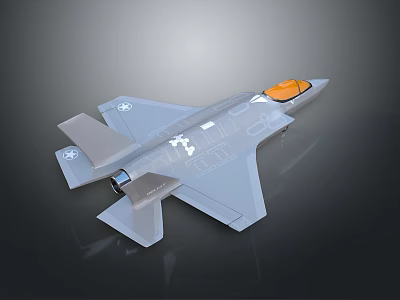 Modern Military Fighter Jet Model With Gray Body And Orange Cockpit 3d model