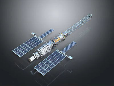 Space Station Equipment Featuring Solar Panels Main Structure And Connecting Modules 3d model