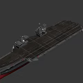 Modern Military Weapon Warship With Large Deck Gray Hull And Red Bottom