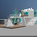 HAVAL Coffee Bar With Blue White Container Structure And Silver SUV Car Near Tower