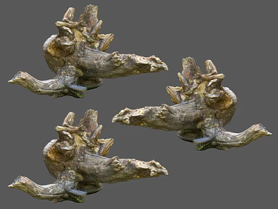 Three Stone Wood Decorative Sculptures With Artistic Design And Unique Shapes 3d model