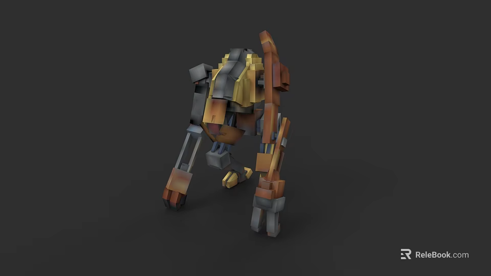 Game Movie Character Futuristic Mechanical Robot With Brown Yellow Gray Multi Joint Legs 3d model 