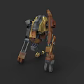 Game Movie Character Futuristic Mechanical Robot With Brown Yellow Gray Multi Joint Legs