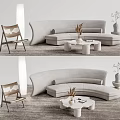 Quiet Sofa Tea Table Combination Sofa Coffee Table 3d model