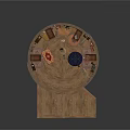 Circular Building Interior With Wooden Floor Decorative Patterned Walls And Furniture Rugs