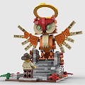 LEGO Toy Blocks Autumn God Owl Altar Scene Prayer 3d model