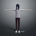 Man with arms outstretched wearing white T shirt dark pants white shoes smartphone beside feet