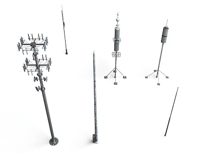 Various Communication Antenna Designs Including Signal Poles And Tower Structures 3d model