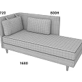 Elegant Modern Gray Fabric Chaise Lounge With Soft Cushions And Black Legs