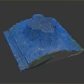 Detailed Tree Stump Model on Square Base with Green Grass and Small Plants