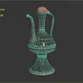 Antique Bronze Household Ewer With Decorative Spout Handle And Intricate Base Design