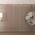 New Chinese Style Screen Partition Wooden Screen Wooden Partition 3d model