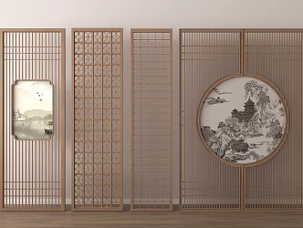 New Chinese Style Screen Partition Wooden Screen Wooden Partition 3d model