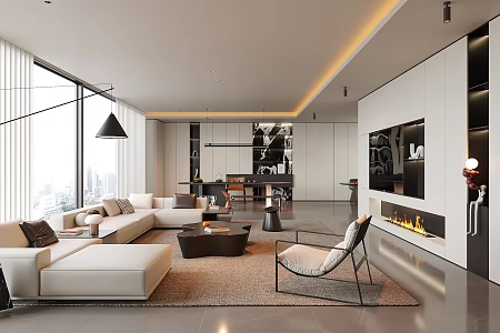 Modern living room sofa coffee table combination desk and chair 3d model