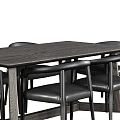 Modern Wooden Dining Table with Leather Chairs Set for Home Interior Design