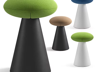 Round Seat Stools In Various Colors With Conical Legs And Multiple Sizes 3d model