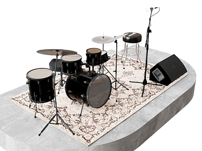 Musical instrument drum set microphone sound bar stool 3d model