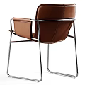 Brown Leather Leisure Chair with Metal Frame Modern Design and Sleek Armrests Contemporary Home Furniture