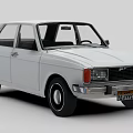 Classic White Four Door Sedan Featuring Vintage Front Design And Black Tires