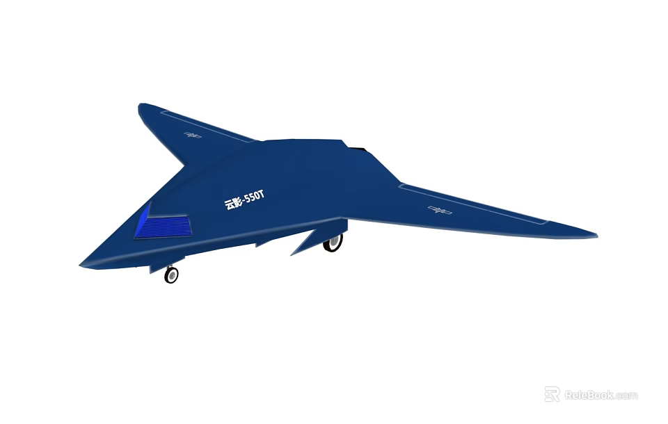 Blue Stealth Fighter Jet With Sleek Angular Design And Triangular Wings 3d model 