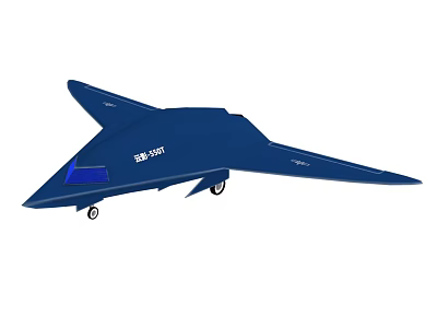 Blue Stealth Fighter Jet With Sleek Angular Design And Triangular Wings 3d model