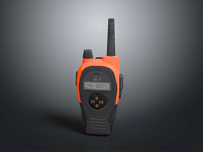 Orange And Black Handheld Walkie Talkie With W33 Display And Antenna 3d model