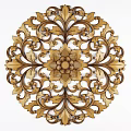 Exquisite Circular Wood Carving With Intricate Floral Patterns And Ornate Scrollwork 3d model