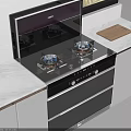 Modern Kitchen Interior With Sleek Black Built-in Stove White Cabinets Marble Countertop Wooden Cutting Board