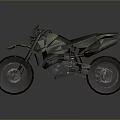 Olive Green Off Road Motorcycle With Muddy Tires And Rugged Design