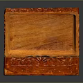 Decorative Orange Carved Wooden Clothing Accessory Storage Box with Open Lid and Intricate Patterns