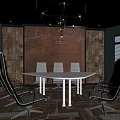 Modern Industrial Style Office Reception Space With Featured Brand Wall And Bright Yellow Lounge Chairs
