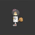 Cartoon Game Movie Character Wearing White Spacesuit Transparent Helmet Pink Flower Yellow Face Arms Outstretched