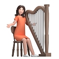 Modern Quyi Player Musician Woman Cartoon Musician 3d model