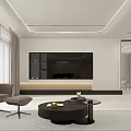 Modern Living Dining Room Interior With Light Wood Walls Windows Beige Sofa Black Coffee Table
