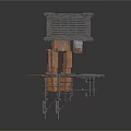 Industrial Equipment With Metal Frame Grille Panel And Platform Support Legs