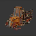 Vintage Orange Truck With Wooden Rack Wooden Boxes And Round Headlights On Bed