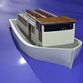 Detailed Wooden Boat Model With White Hull Brown Roof And Deck Windows