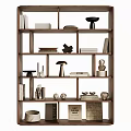 Modern Wooden Display Cabinet with Multiple Shelves Books and Decorative Items 3d model