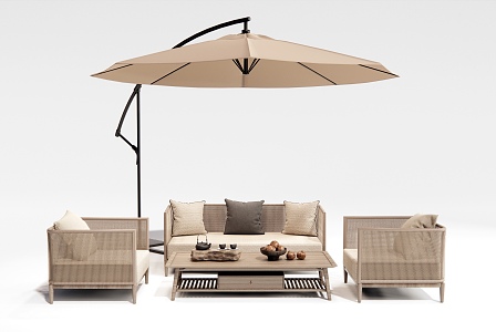 Outdoor Sofa Rattan Leisure Sofa Coffee Table Ornaments 3d model