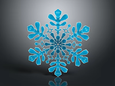 Blue Snowflake Glass Decorative Ornament With Exquisite Design For Home Festive Decor 3d model