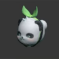 Game Movie Panda Character Cartoon Style with Green Bow Round Face and Black White Fur