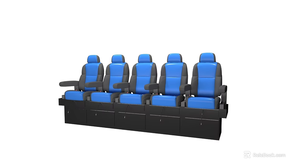 Cinema Interior Featuring Rows Of Comfortable Blue Seats With Armrests 3d model 