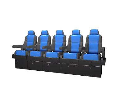 Cinema Interior Featuring Rows Of Comfortable Blue Seats With Armrests 3d model