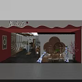 Traditional Chinese Clothing Store with Red Eaves White Walls and Blue White Qipao Mannequins