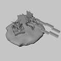 Heavy Gray Military Tanks With Yellow Triangular Marks Firing Cannon On Rocky Terrain