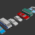 Various Types of Colorful Cars and Vehicles Displayed in a Row