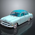 Vintage Classic Car With Light Blue Body Turquoise Roof And Retro Exterior Design