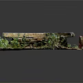 Rustic Wooden Pallet Structure With Green Foliage And Garden Tool On Soil Mat