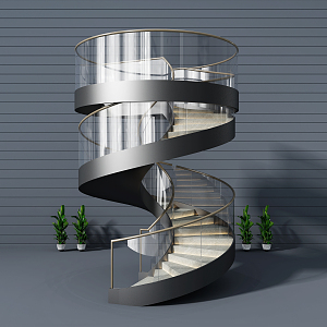 modern revolving staircase 3d model