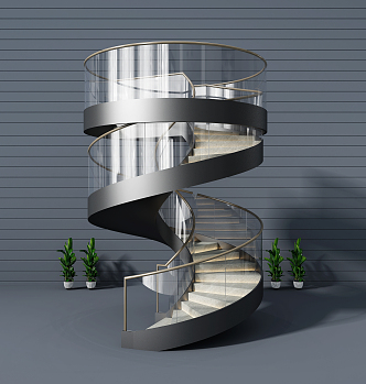 modern revolving staircase 3d model